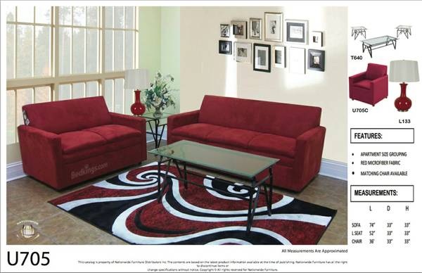 Royal Red Microfiber Loveseat Na U705L